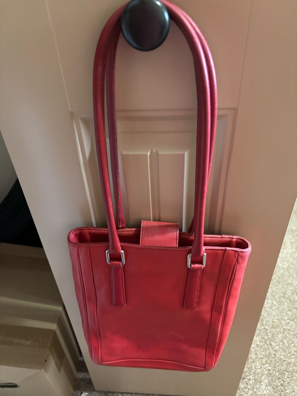 Coach Red Leather Shoulder Tote Bag vintage Bonnie Cashin